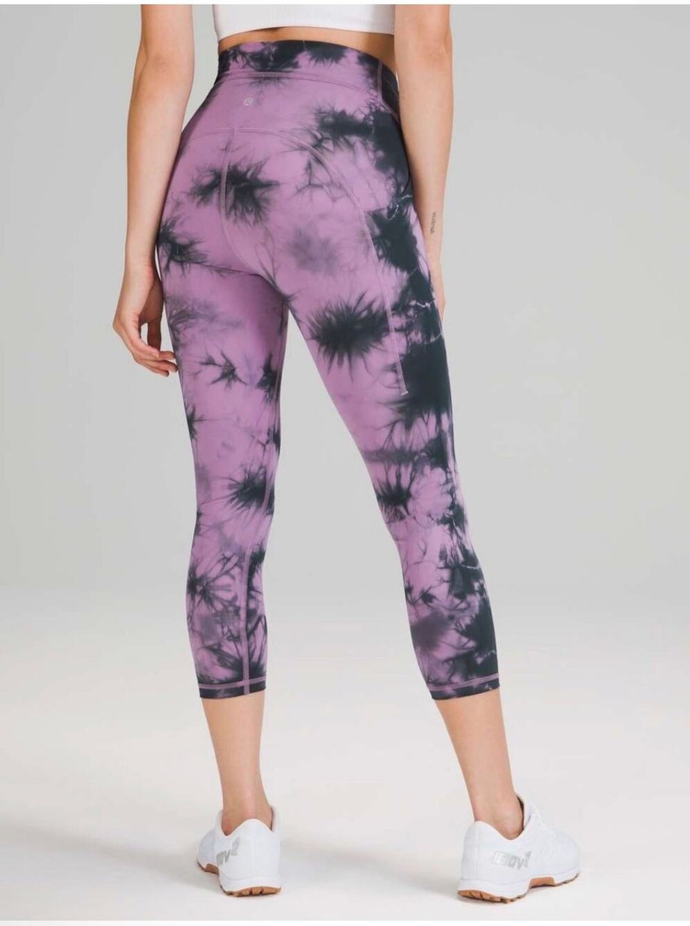 Lululemon Leggings Womens 6 Power Thru Crop 23" Over Tie Dye Wisteria Purple